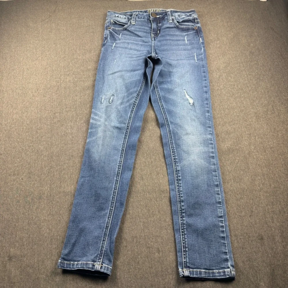Justice Girls Super Skinny‎ Jeans Mid Rise Medium Wash Distressed Denim Size 10